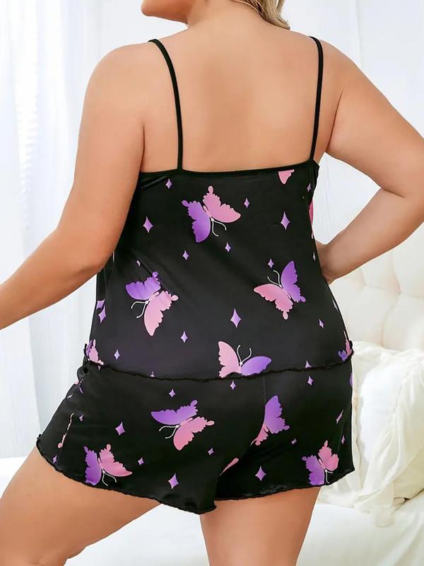 Women's  Heart Print  Pyjama Set, Casual Comfy Cami Top & Elastic Waist Shorts Pj Set,  Women's Sleepwear for Summer